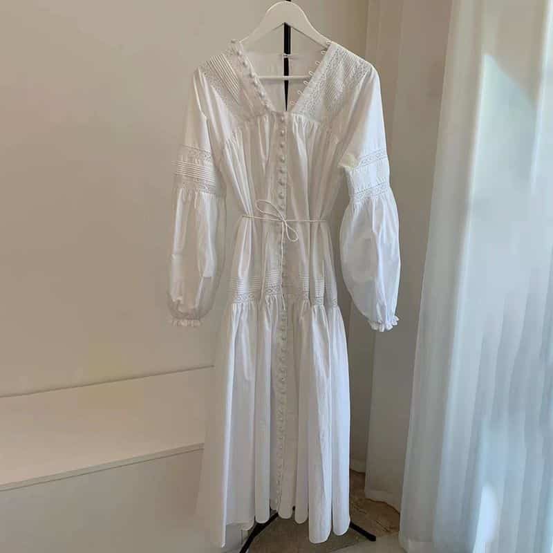 joslin Marlo Organic Cotton Midi Smock Dress White 9 result