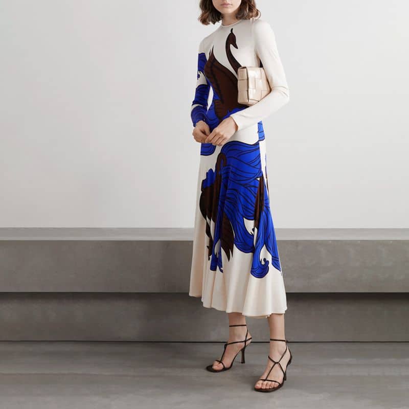 Tory Burch Pleated jersey Printed Maxi Dress result
