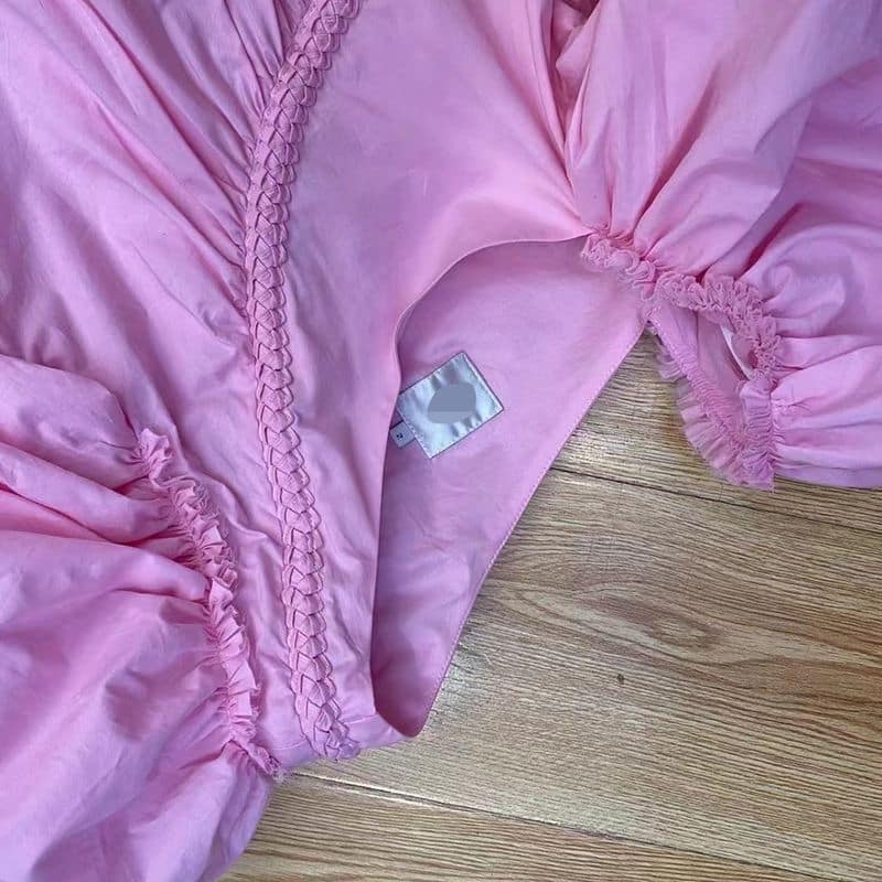 AJE Casabianca Braided Asymmetric Puff Sleeve Dress pink 11 result 1