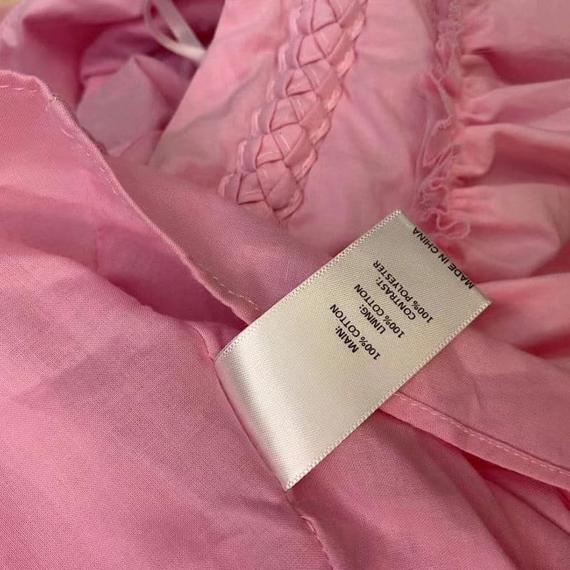 AJE Casabianca Braided Asymmetric Puff Sleeve Dress pink 13 result 1