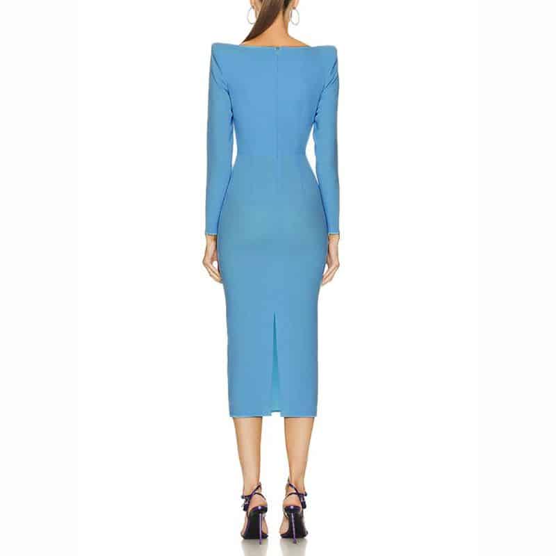 ALEX PERRY Maren Long Sleeve Curved Sweetheart Dress blue 2 result
