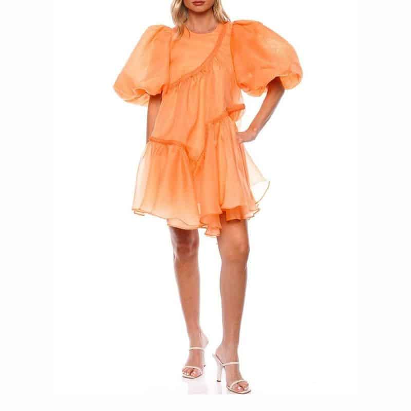 Aje Riviera Puff Sleeve Dress orange 3 result