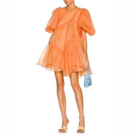 Aje Riviera Puff Sleeve Dress orange 4 result