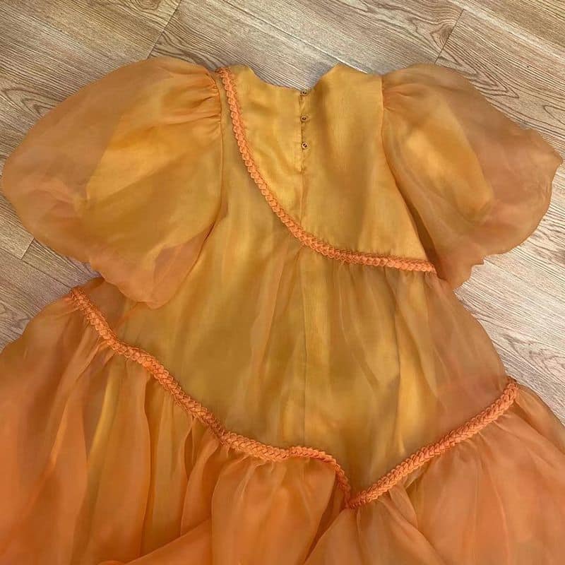 Aje Riviera Puff Sleeve Dress orange 8 result