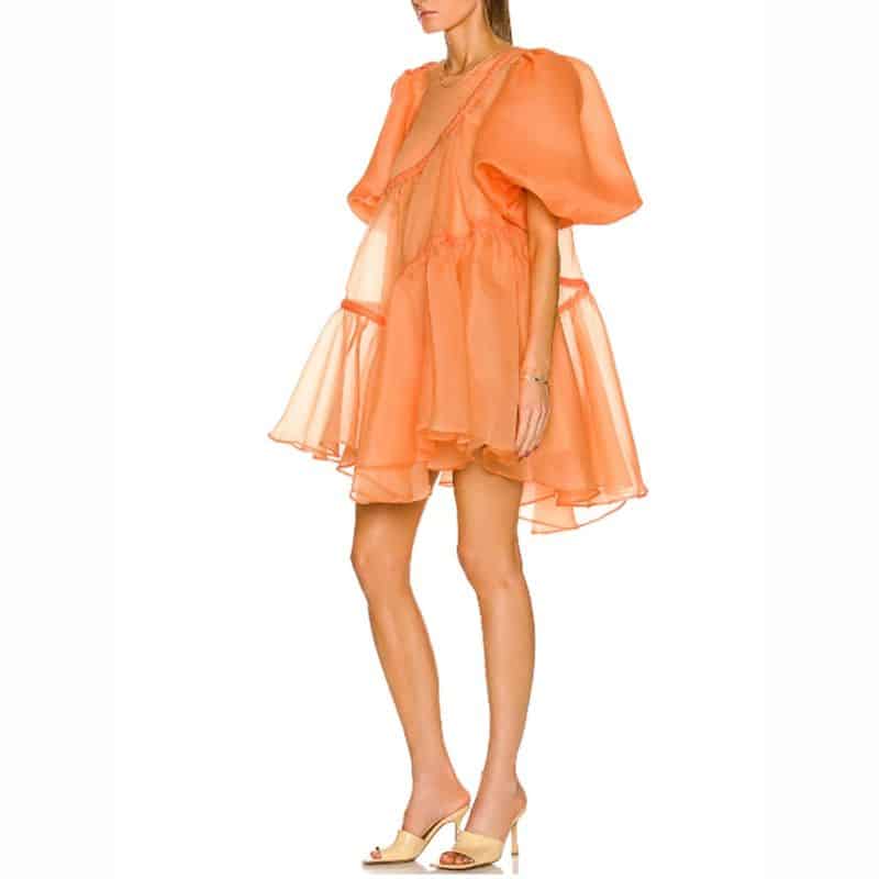 Aje Riviera Puff Sleeve Dress orange result