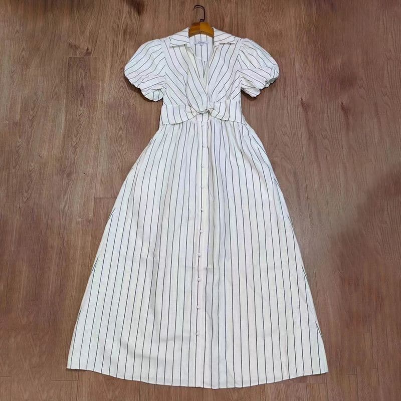 Derek Lam 10 Crosby Maya Stripe Linen & Cotton Twist Front Dress 11 result