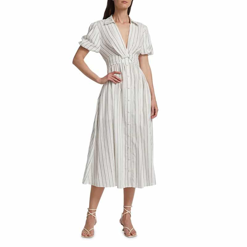 Derek Lam 10 Crosby Maya Stripe Linen & Cotton Twist Front Dress 2 result