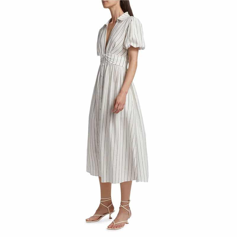 Derek Lam 10 Crosby Maya Stripe Linen & Cotton Twist Front Dress 4 result