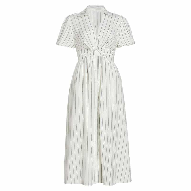 Derek Lam 10 Crosby Maya Stripe Linen & Cotton Twist Front Dress result