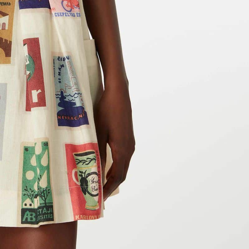 OROTON Matchbox Print Linen Skirt 6 result