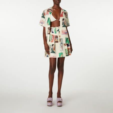 OROTON Matchbox Print Linen mini Skirt result