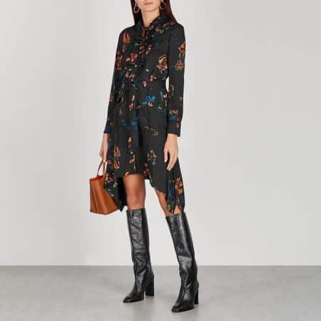 TORY BURCH Cora Floral printed Midi Shirt pleated Dress result