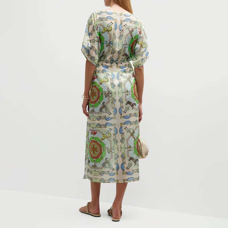 TORY BURCH Printed Cotton Silk Caftan In Mint 3 result