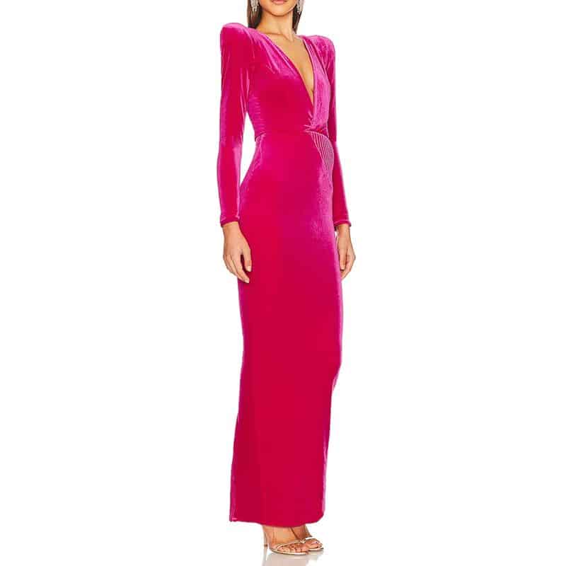 ZHIVAGO Battle Lines The Portrait V neck Gown In Rouge 2 result