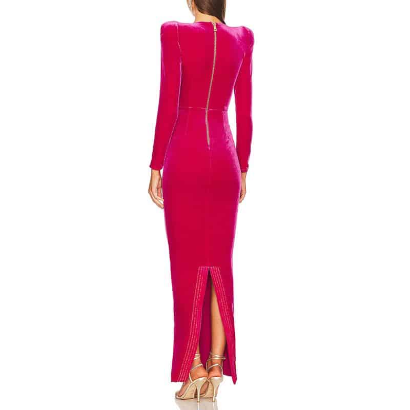ZHIVAGO Battle Lines The Portrait V neck Gown In Rouge 4 result