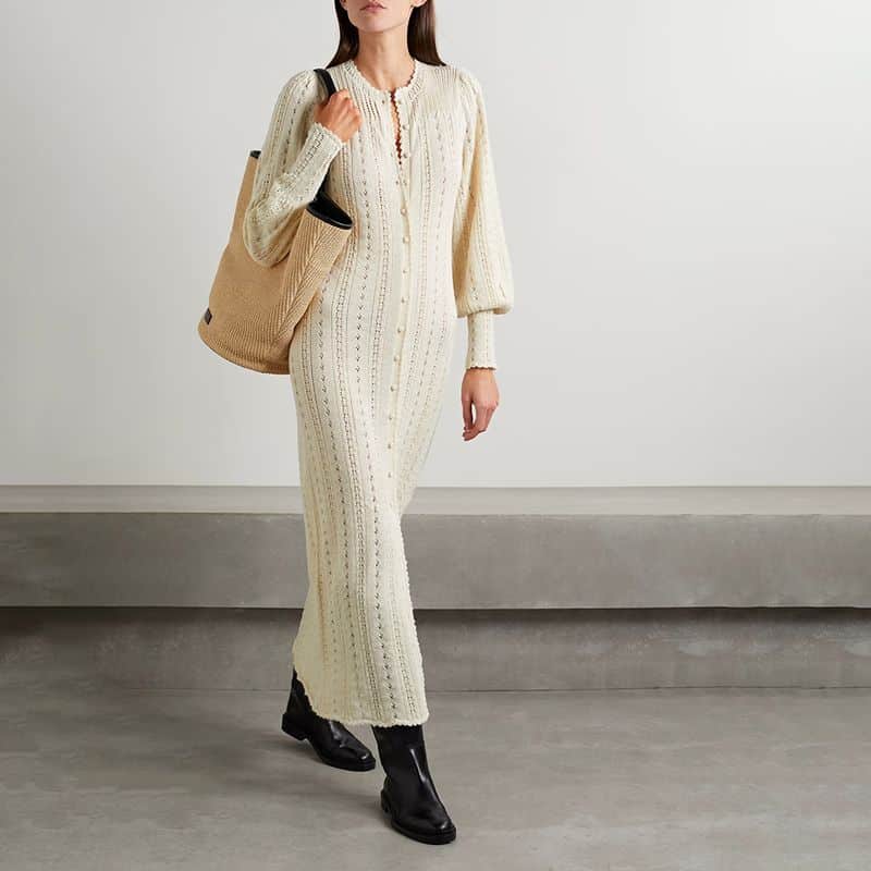 DÔEN Rosie pointelle knit alpaca and silk blend midi dress 2 result