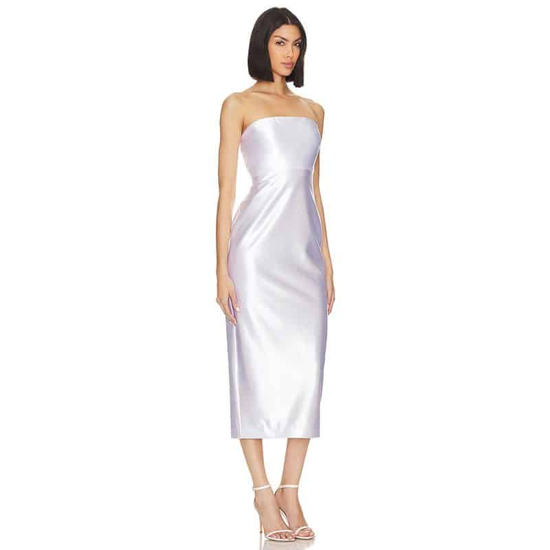 Milly Opal Satin Strapless Dress white 2 result