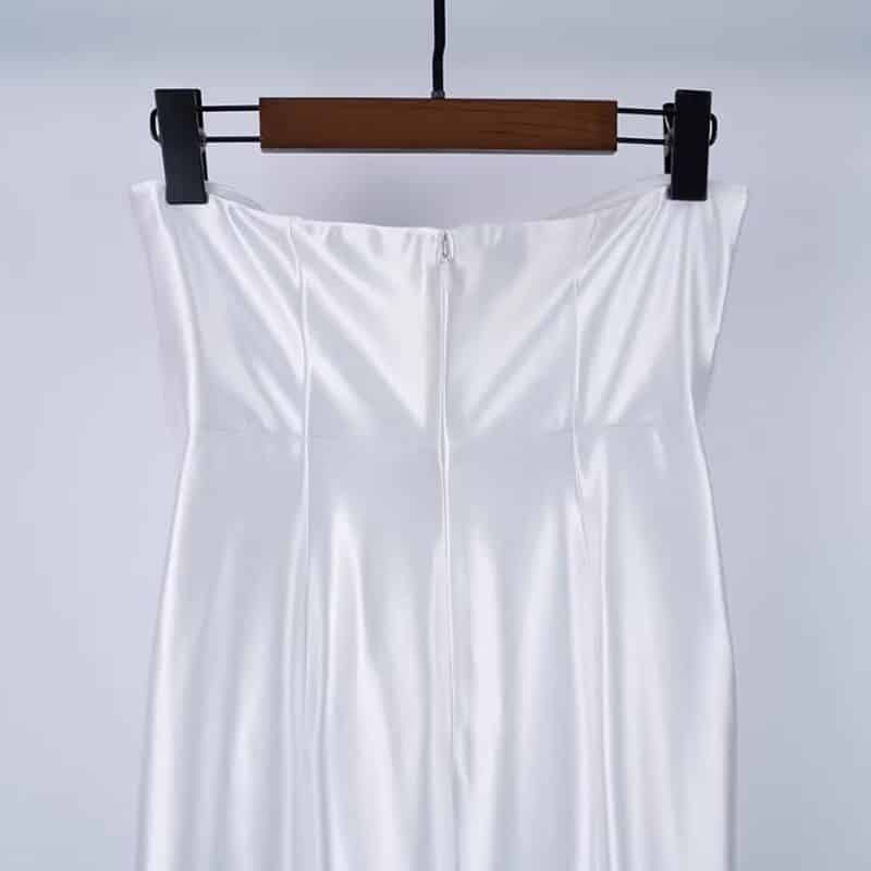 Milly Opal Satin Strapless Dress white 8 result