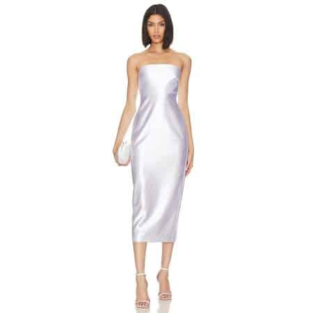 Milly Opal Satin Strapless Dress white result
