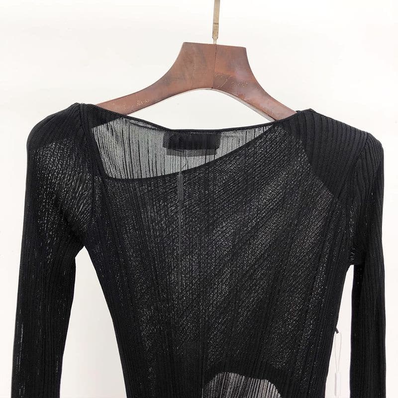 SELF PORTRAIT Rib Knit Midi Dress black 11 result