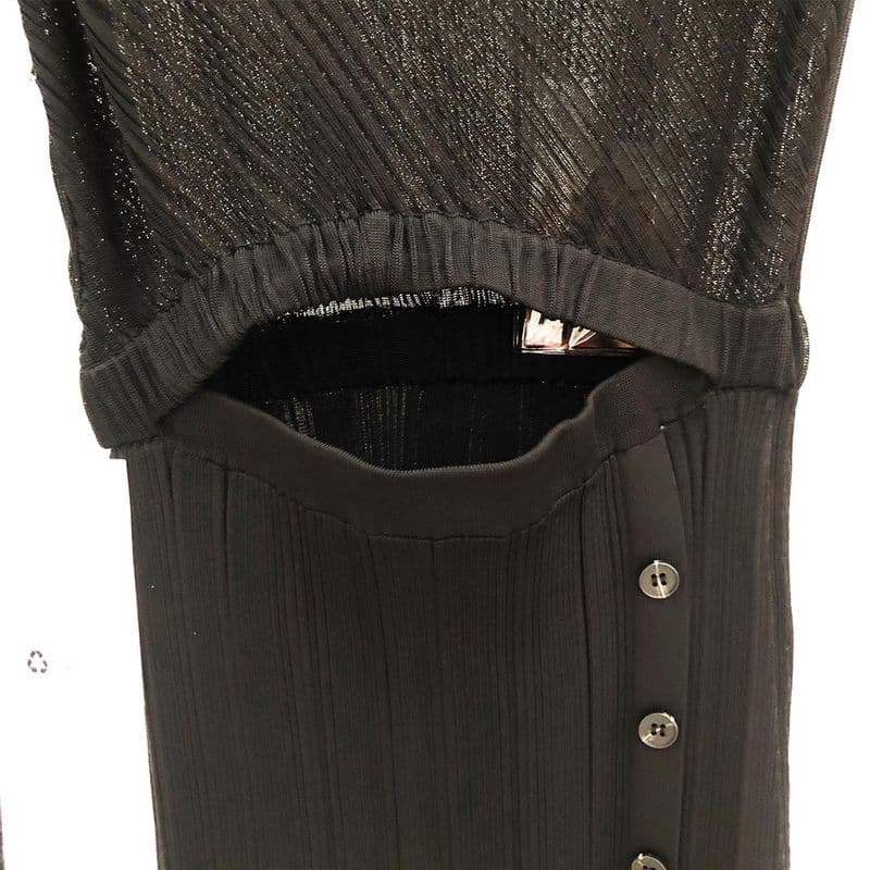 SELF PORTRAIT Rib Knit Midi Dress black 12 result