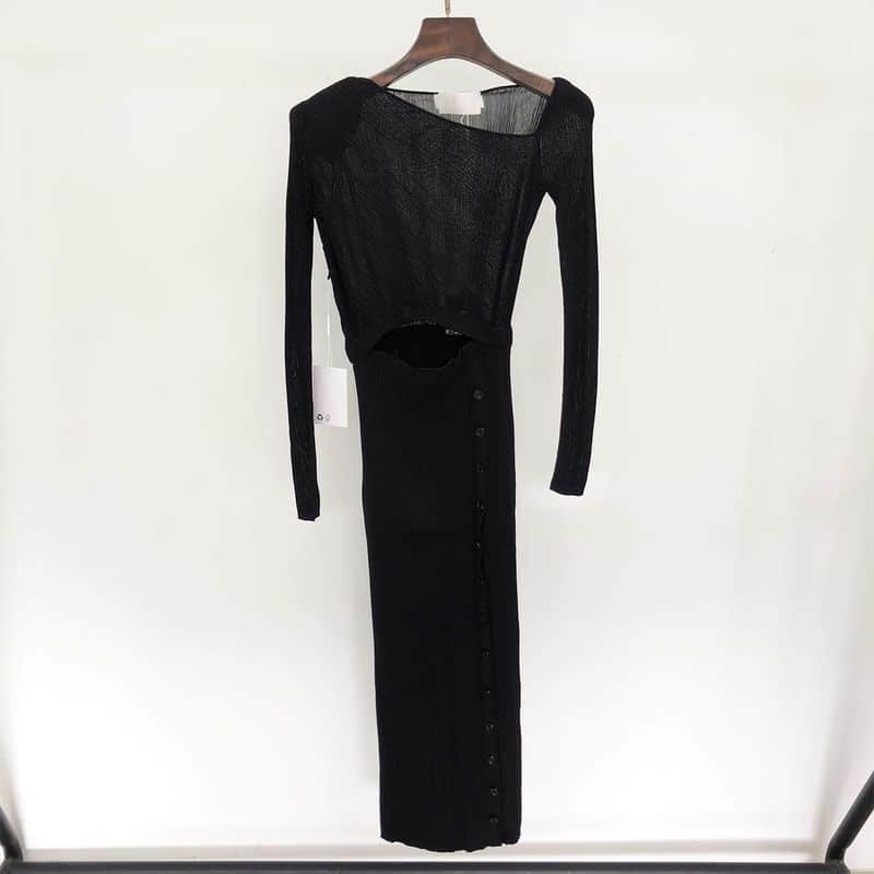 SELF PORTRAIT Rib Knit Midi Dress black 7 result