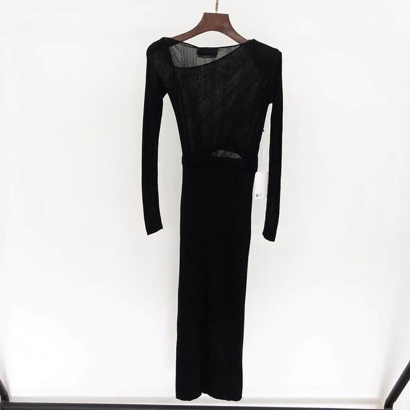 SELF PORTRAIT Rib Knit Midi Dress black 8 result