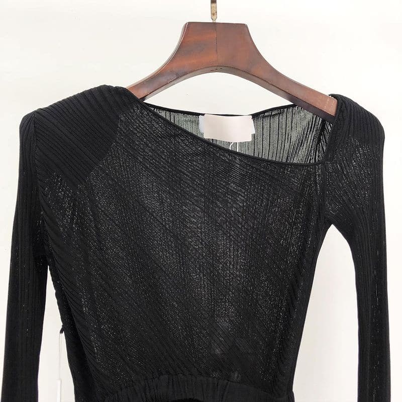 SELF PORTRAIT Rib Knit Midi Dress black 9 result