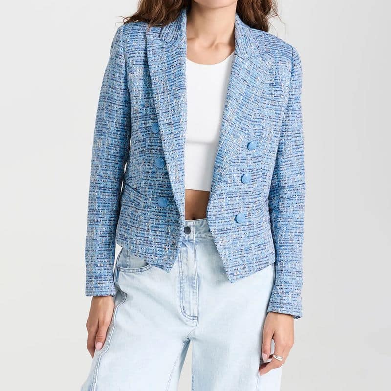 L'AGENCE Brooke Double Breasted Tweed Crop Blazer 6 result