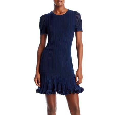 Milly Short Sleeve Fit And Flare Rib mini Dress 4 result