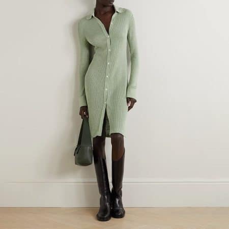 THEORY Ribbed cotton blend shirt dress 2 result