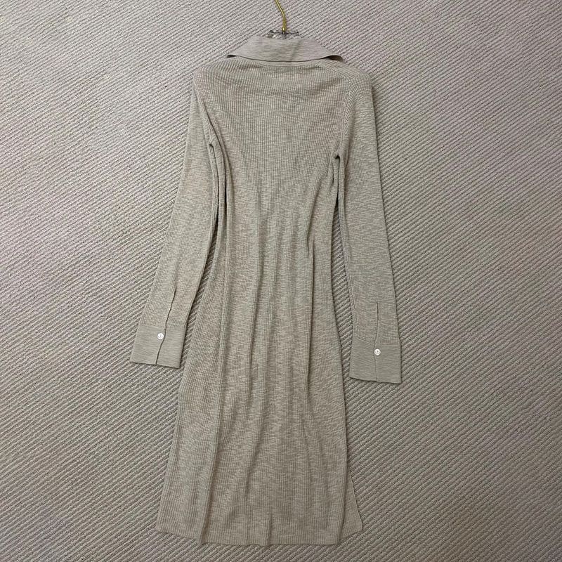 THEORY Ribbed cotton blend shirt dress beige 12 result