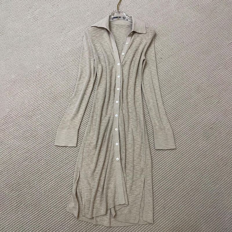 THEORY Ribbed cotton blend shirt dress beige 4 result