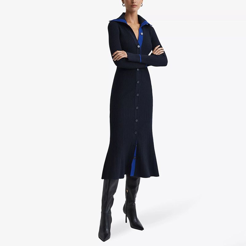 REISS Millie ribbed knitted midi dress 2 result