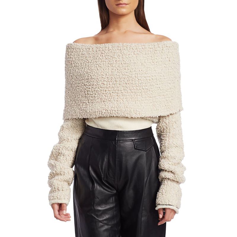 3.1 PHILLIP LIM Off The Shoulder Bouclé Wrap Sweater 4 result