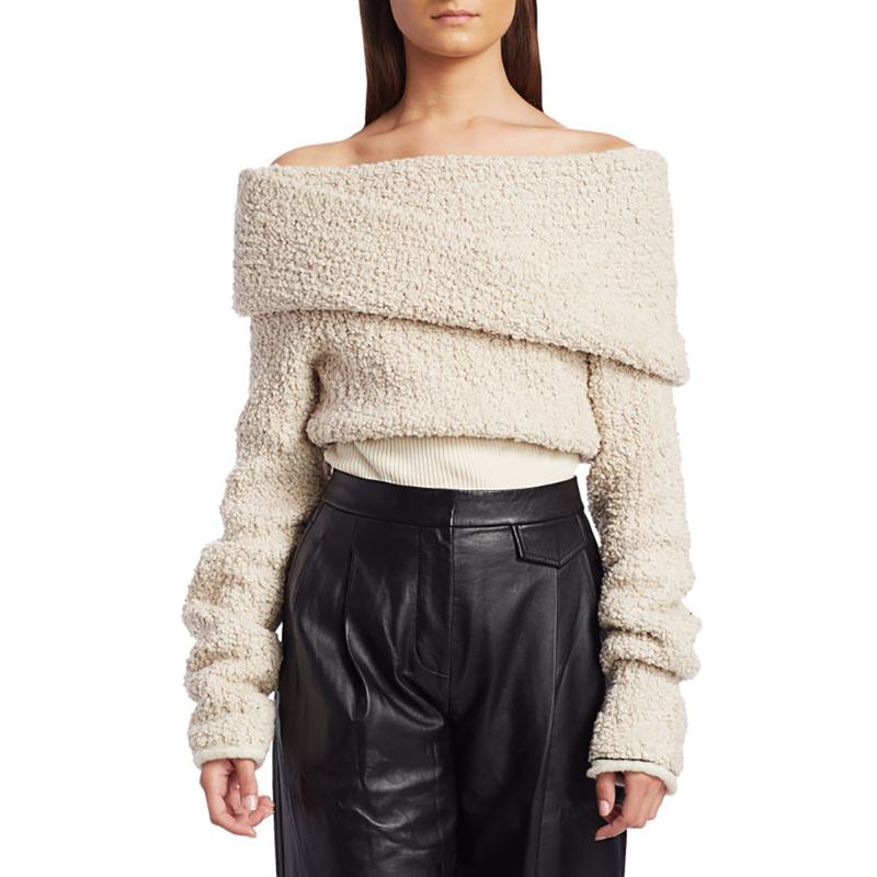 3.1 PHILLIP LIM Off The Shoulder Bouclé Wrap Sweater result
