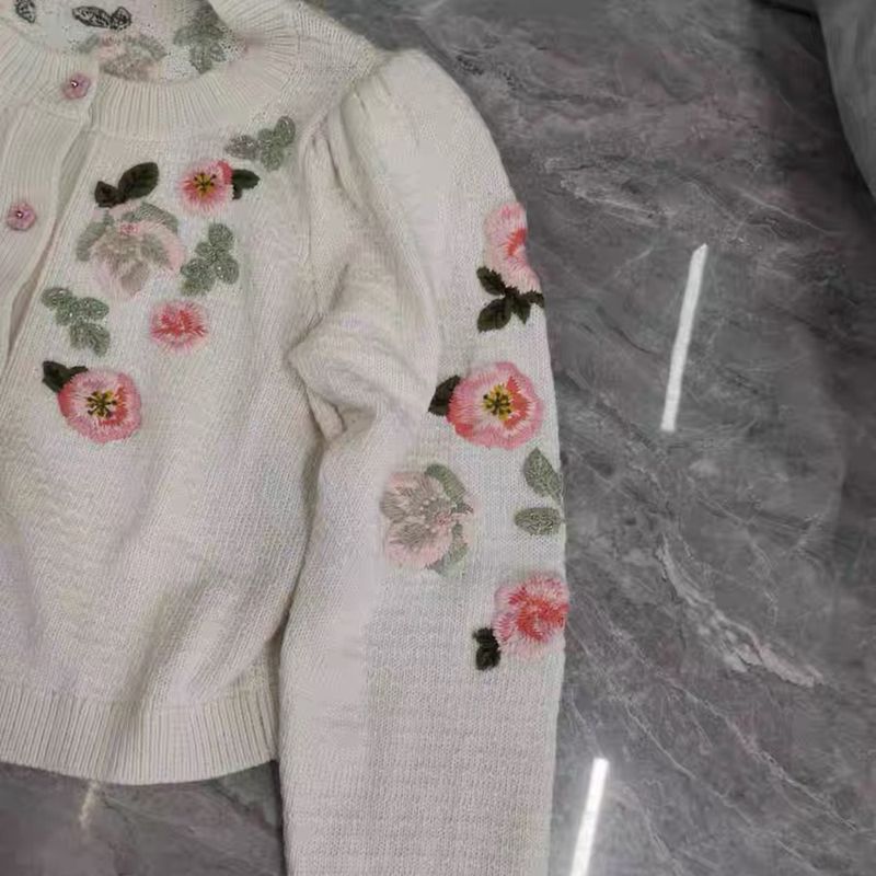 ALICE + OLIVIA Kitty Floral Embroidered Puff Sleeve Cardigan 19 result