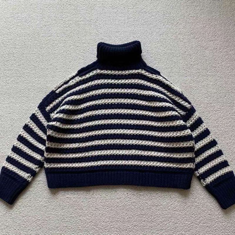 BRUNELLO CUCINELLI Striped wool cashmere and silk blend turtleneck sweater 22 result