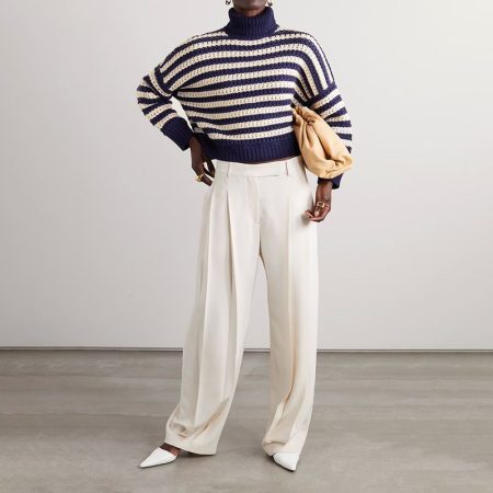 BRUNELLO CUCINELLI Striped wool cashmere and silk blend turtleneck sweater 2 result
