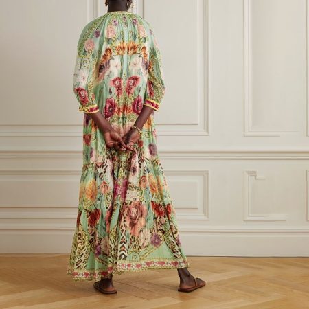 CAMILLA Crystal embellished printed silk crepon maxi dress 3 result