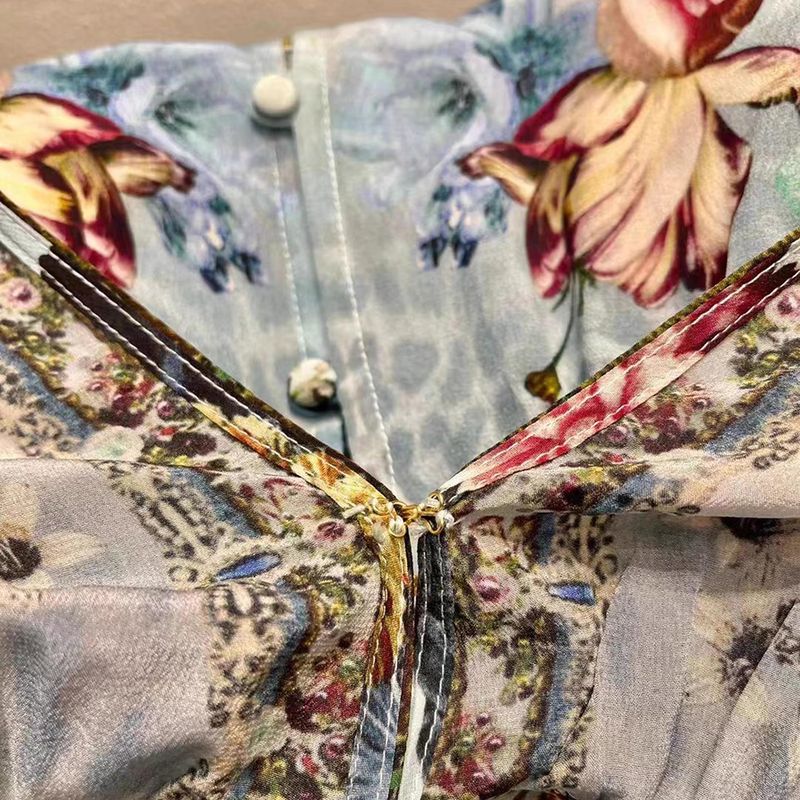 Camilla Floral Silk Button Front Frill Mini Dress 12 result