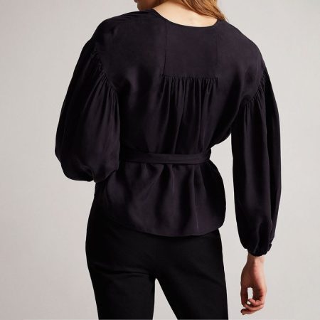 Ted Baker Navy Blue Ralda Wrap Top With Blouson Full Sleeve 2 result