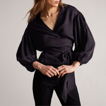 Ted Baker Navy Blue Ralda Wrap Top With Blouson Full Sleeve result