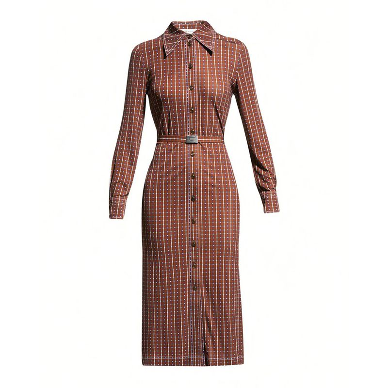 Tory Burch Dotted Windowpane Knit Button Down Dress 2 result
