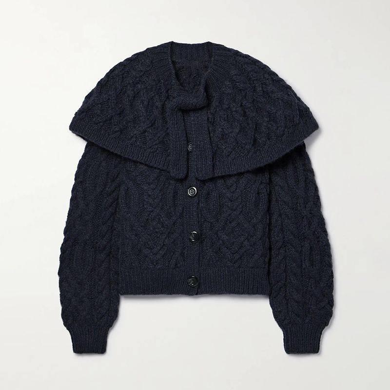 DÔEN Holland cape effect cable knit alpaca blend cardigan result