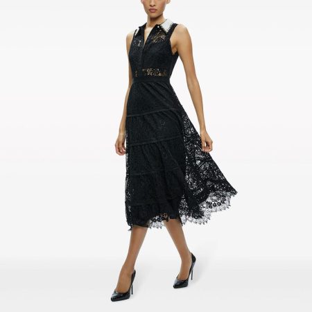 Alice + Olivia Women's Black Anaya Lace Midi Dress 4 result